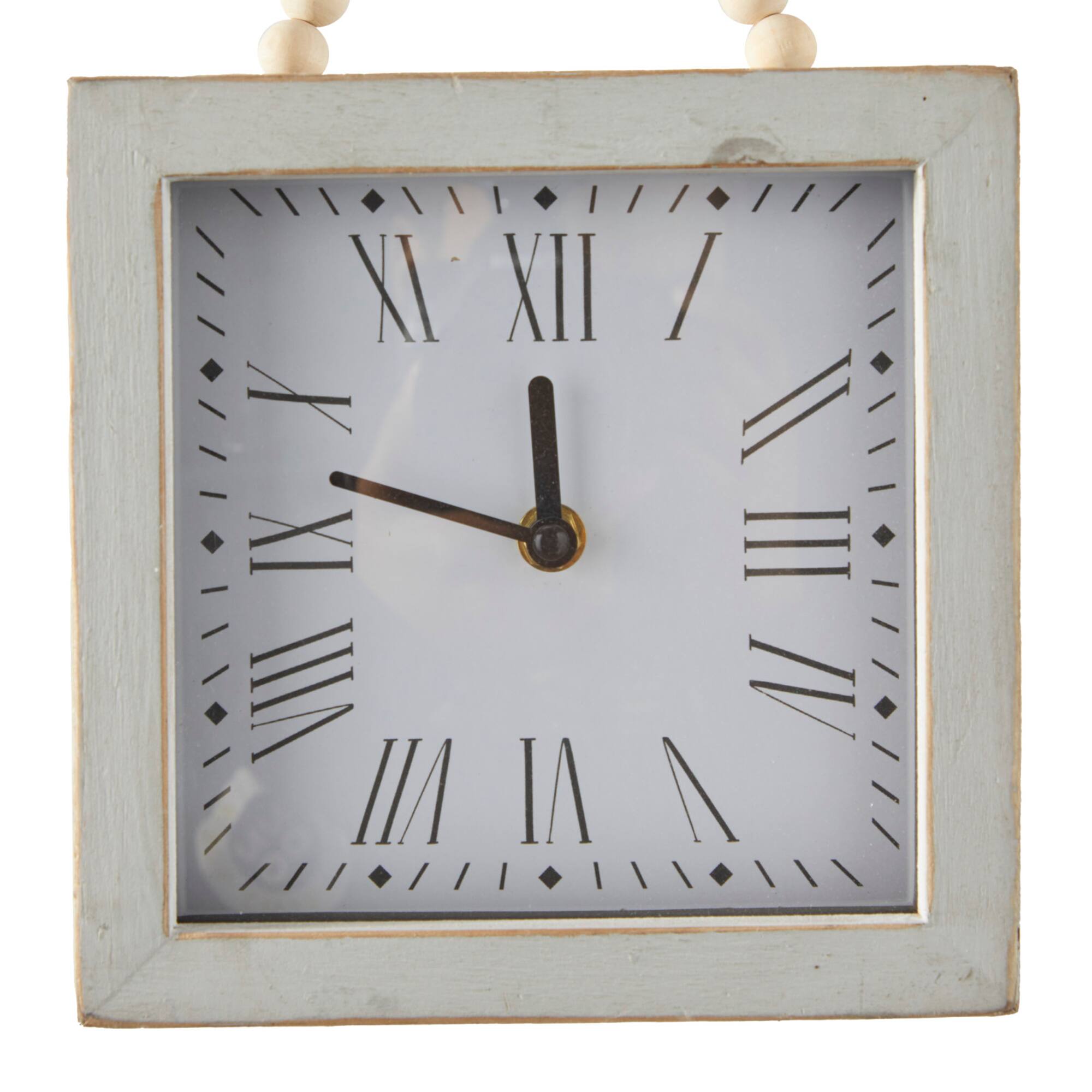 12" White Wood Wall Clock with Rope Strap Set